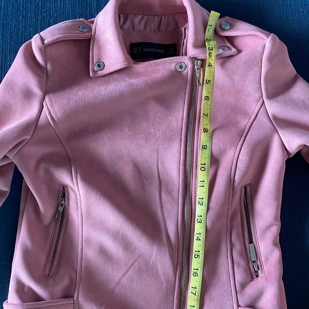 Faux Suede pink motto jacket. Used twice, excellent condition. - Picture 7 of 8